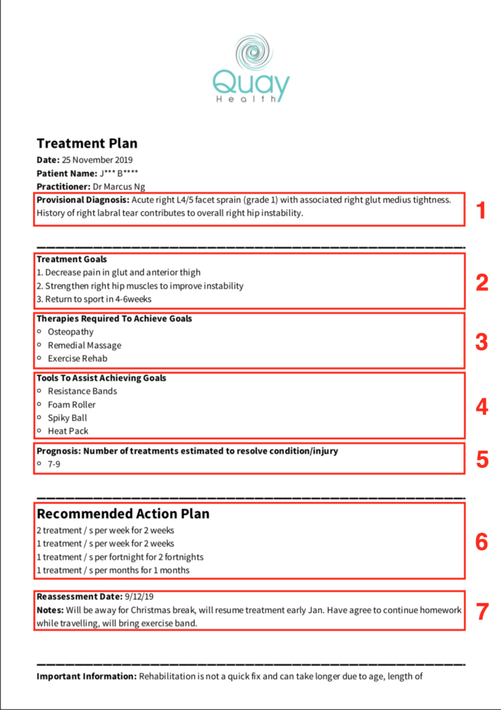 Sample treatment plan 