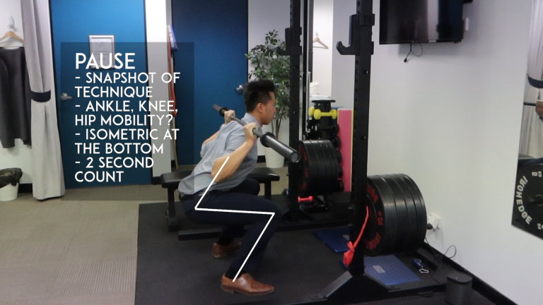 Demonstration bottom of squat movement